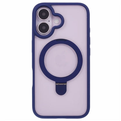 For iPhone 16 Plus Case Magnetic Kickstand PC+TPU Clear Back Phone Cover