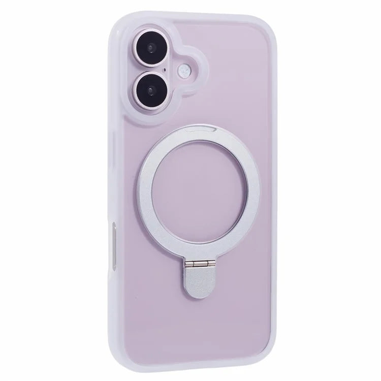 For iPhone 16 Plus Case Magnetic Kickstand PC+TPU Clear Back Phone Cover
