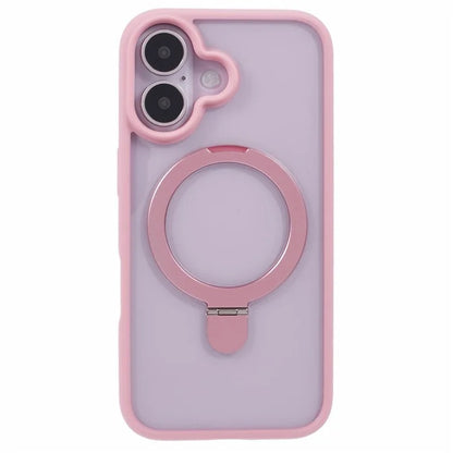 For iPhone 16 Plus Case Magnetic Kickstand PC+TPU Clear Back Phone Cover