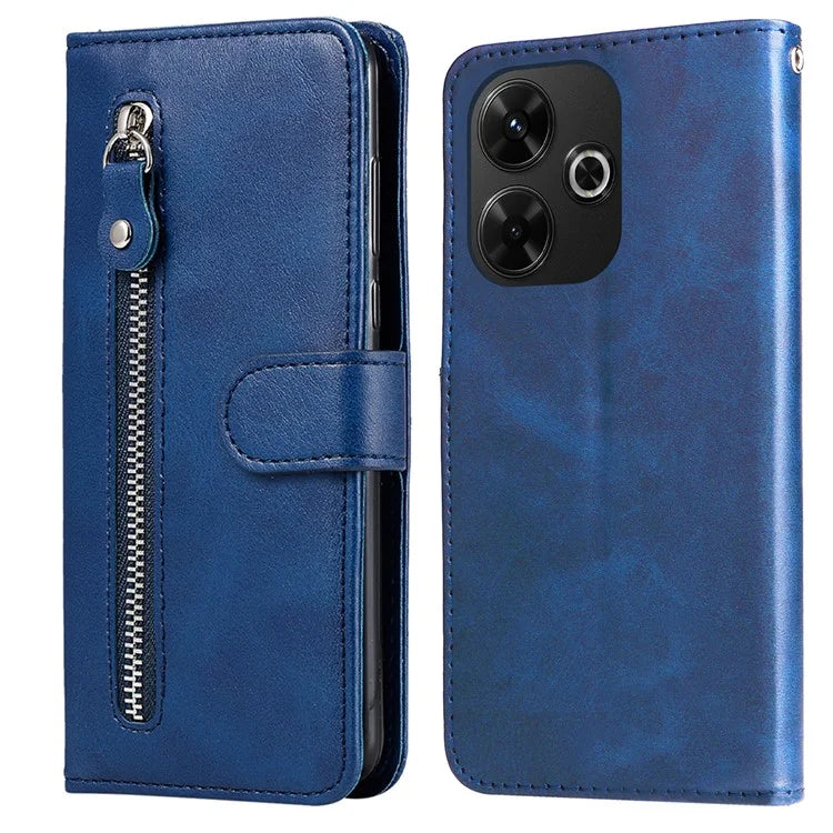 For Xiaomi Redmi 13 5G / 13 4G / Redmi Note 13R 5G / Poco M6 4G Leather Phone Case with Zipper Pocket