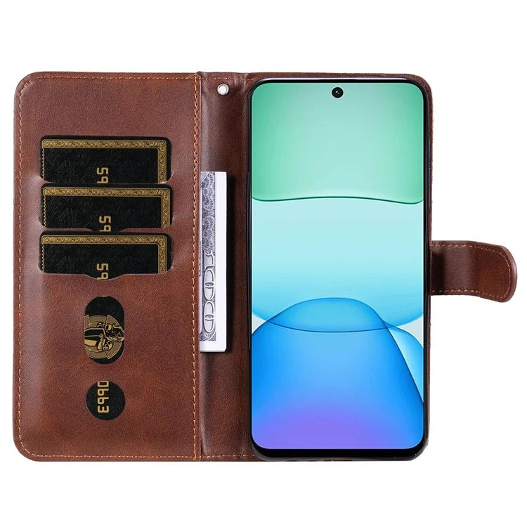 For Xiaomi Redmi 13 5G / 13 4G / Redmi Note 13R 5G / Poco M6 4G Leather Phone Case with Zipper Pocket