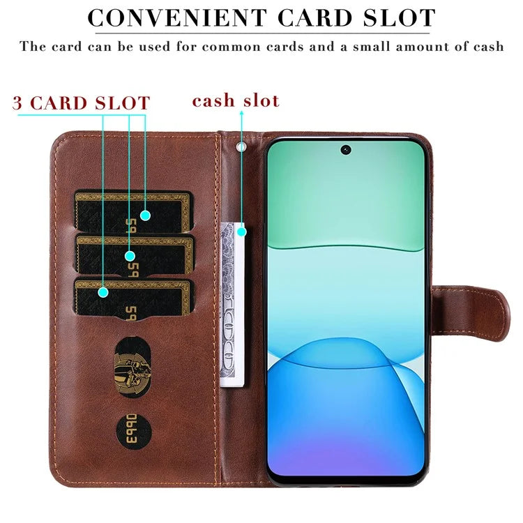 For Xiaomi Redmi 13 5G / 13 4G / Redmi Note 13R 5G / Poco M6 4G Leather Phone Case with Zipper Pocket