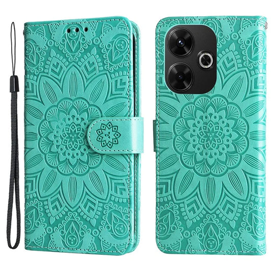 For Xiaomi Redmi 13 5G / 13 4G / Redmi Note 13R 5G / Poco M6 4G Leather Case Sunflower Phone Cover