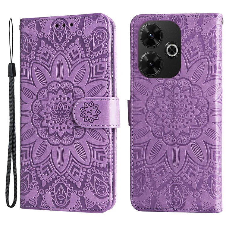 For Xiaomi Redmi 13 5G / 13 4G / Redmi Note 13R 5G / Poco M6 4G Leather Case Sunflower Phone Cover