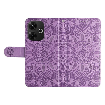 For Xiaomi Redmi 13 5G / 13 4G / Redmi Note 13R 5G / Poco M6 4G Leather Case Sunflower Phone Cover