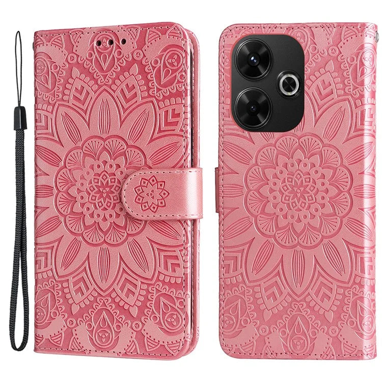 For Xiaomi Redmi 13 5G / 13 4G / Redmi Note 13R 5G / Poco M6 4G Leather Case Sunflower Phone Cover