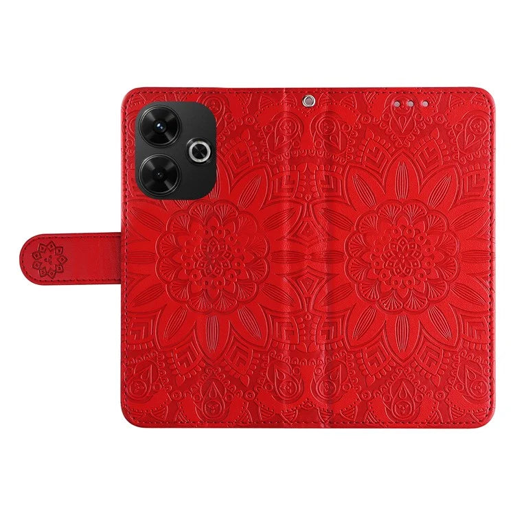 For Xiaomi Redmi 13 5G / 13 4G / Redmi Note 13R 5G / Poco M6 4G Leather Case Sunflower Phone Cover