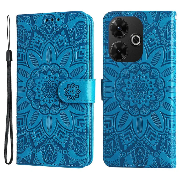 For Xiaomi Redmi 13 5G / 13 4G / Redmi Note 13R 5G / Poco M6 4G Leather Case Sunflower Phone Cover