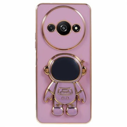For Xiaomi Redmi A3 4G / Poco C61 4G Electroplating Case Astronaut Kickstand Design TPU Phone Cover