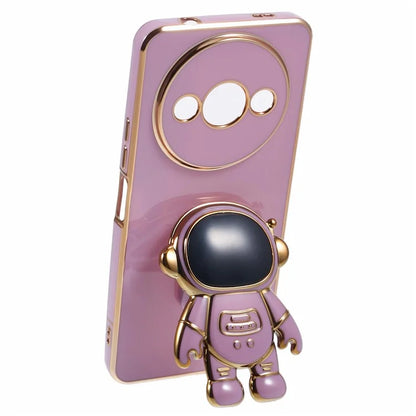 For Xiaomi Redmi A3 4G / Poco C61 4G Electroplating Case Astronaut Kickstand Design TPU Phone Cover