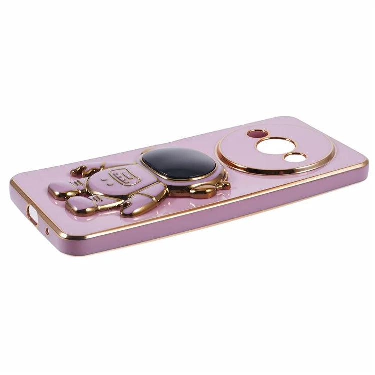 For Xiaomi Redmi A3 4G / Poco C61 4G Electroplating Case Astronaut Kickstand Design TPU Phone Cover