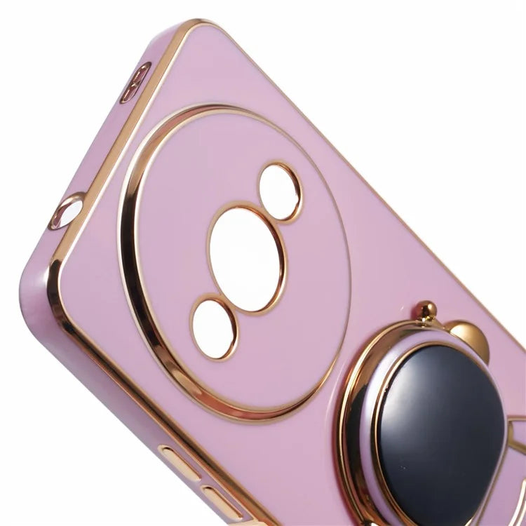 For Xiaomi Redmi A3 4G / Poco C61 4G Electroplating Case Astronaut Kickstand Design TPU Phone Cover