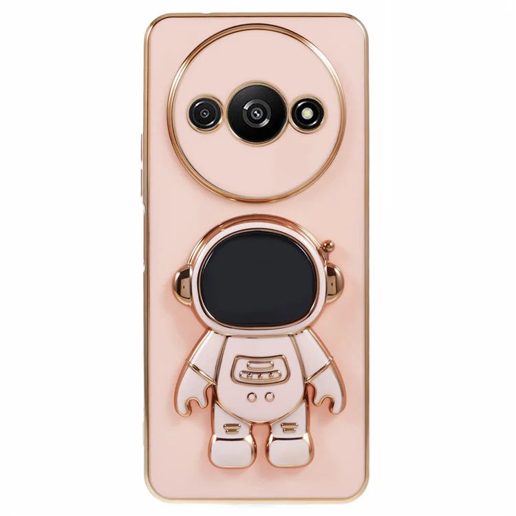 For Xiaomi Redmi A3 4G / Poco C61 4G Electroplating Case Astronaut Kickstand Design TPU Phone Cover