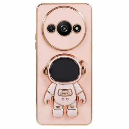 For Xiaomi Redmi A3 4G / Poco C61 4G Electroplating Case Astronaut Kickstand Design TPU Phone Cover