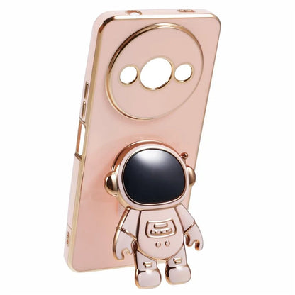 For Xiaomi Redmi A3 4G / Poco C61 4G Electroplating Case Astronaut Kickstand Design TPU Phone Cover