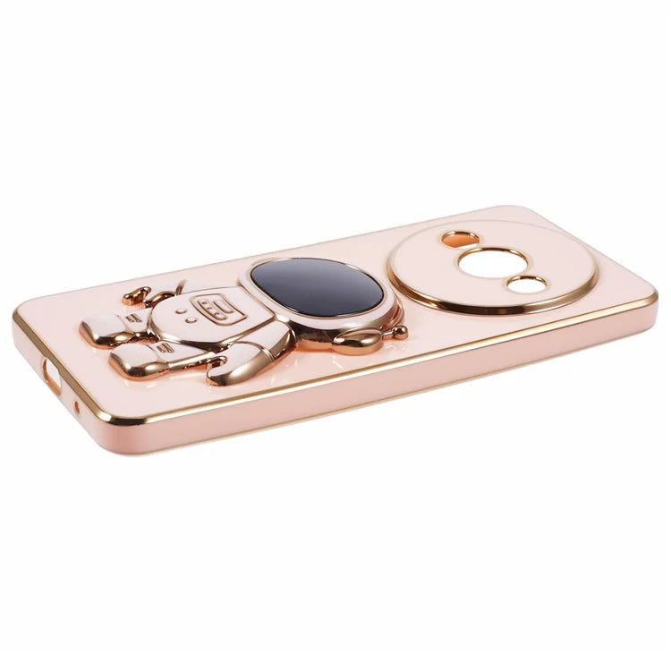For Xiaomi Redmi A3 4G / Poco C61 4G Electroplating Case Astronaut Kickstand Design TPU Phone Cover