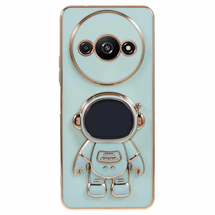 For Xiaomi Redmi A3 4G / Poco C61 4G Electroplating Case Astronaut Kickstand Design TPU Phone Cover