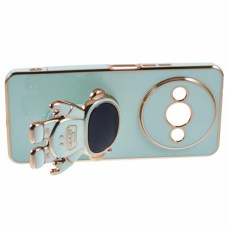 For Xiaomi Redmi A3 4G / Poco C61 4G Electroplating Case Astronaut Kickstand Design TPU Phone Cover