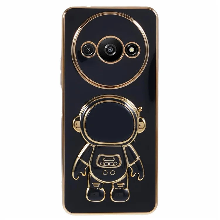 For Xiaomi Redmi A3 4G / Poco C61 4G Electroplating Case Astronaut Kickstand Design TPU Phone Cover