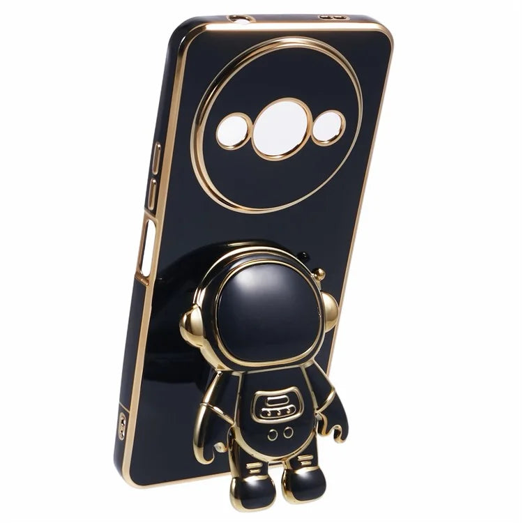 For Xiaomi Redmi A3 4G / Poco C61 4G Electroplating Case Astronaut Kickstand Design TPU Phone Cover