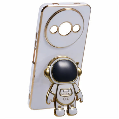For Xiaomi Redmi A3 4G / Poco C61 4G Electroplating Case Astronaut Kickstand Design TPU Phone Cover