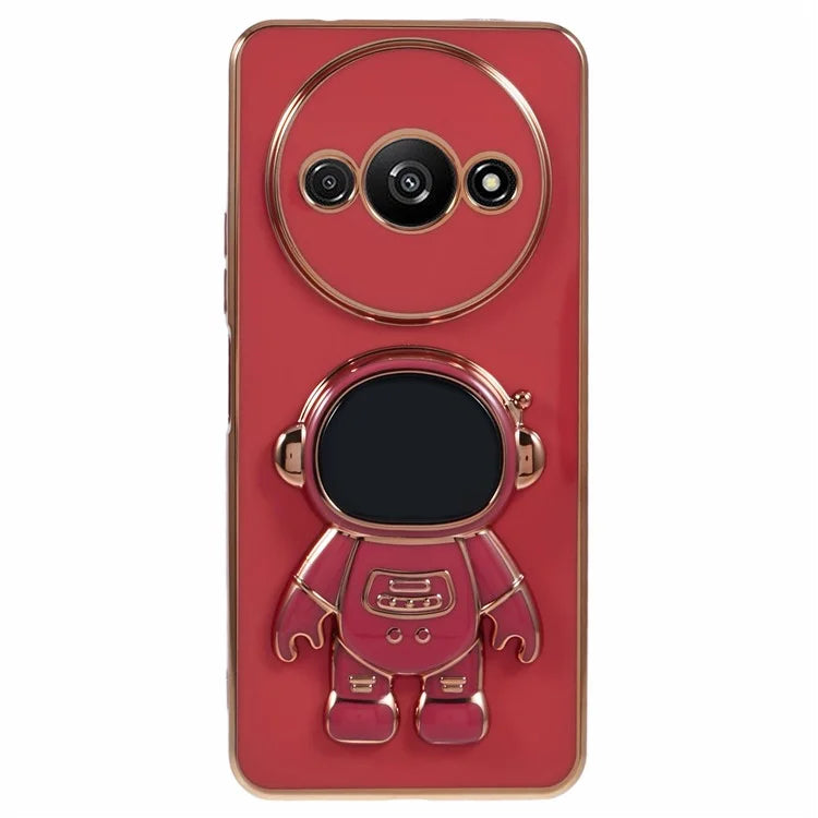 For Xiaomi Redmi A3 4G / Poco C61 4G Electroplating Case Astronaut Kickstand Design TPU Phone Cover