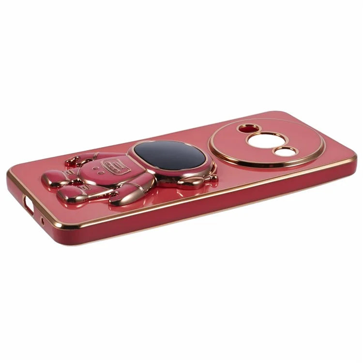 For Xiaomi Redmi A3 4G / Poco C61 4G Electroplating Case Astronaut Kickstand Design TPU Phone Cover