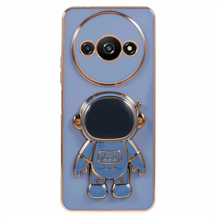 For Xiaomi Redmi A3 4G / Poco C61 4G Electroplating Case Astronaut Kickstand Design TPU Phone Cover
