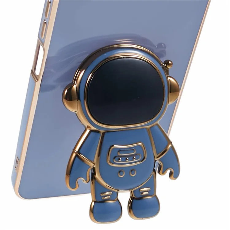 For Xiaomi Redmi A3 4G / Poco C61 4G Electroplating Case Astronaut Kickstand Design TPU Phone Cover
