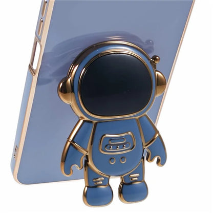 For Xiaomi Redmi A3 4G / Poco C61 4G Electroplating Case Astronaut Kickstand Design TPU Phone Cover