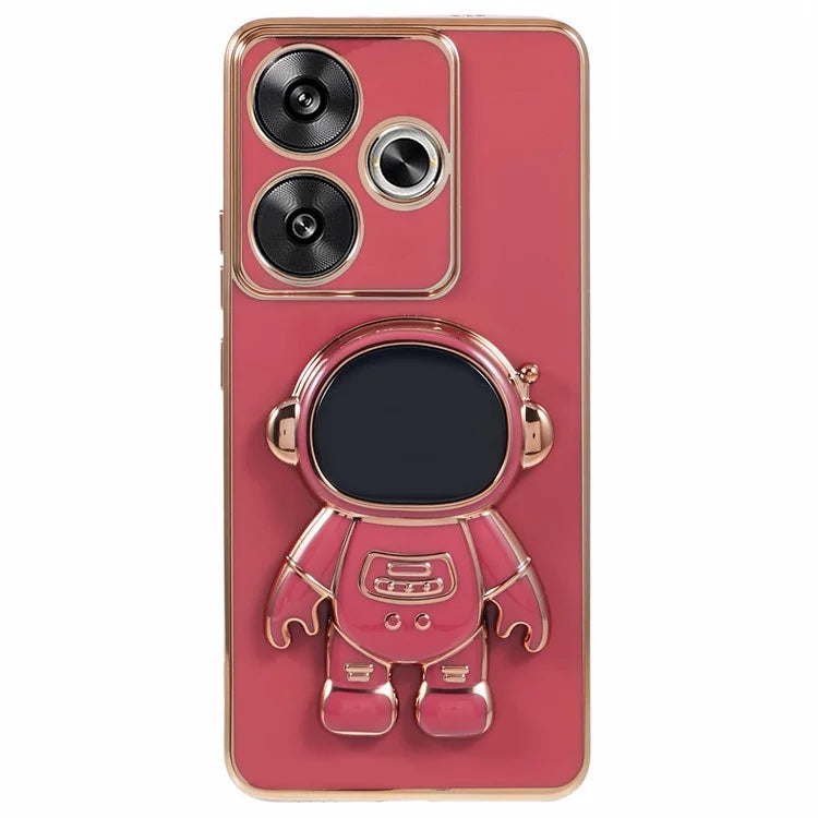 For Xiaomi Redmi Turbo 3 5G / Poco F6 5G Case TPU Phone Cover Electroplating Astronaut Hidden Kickstand