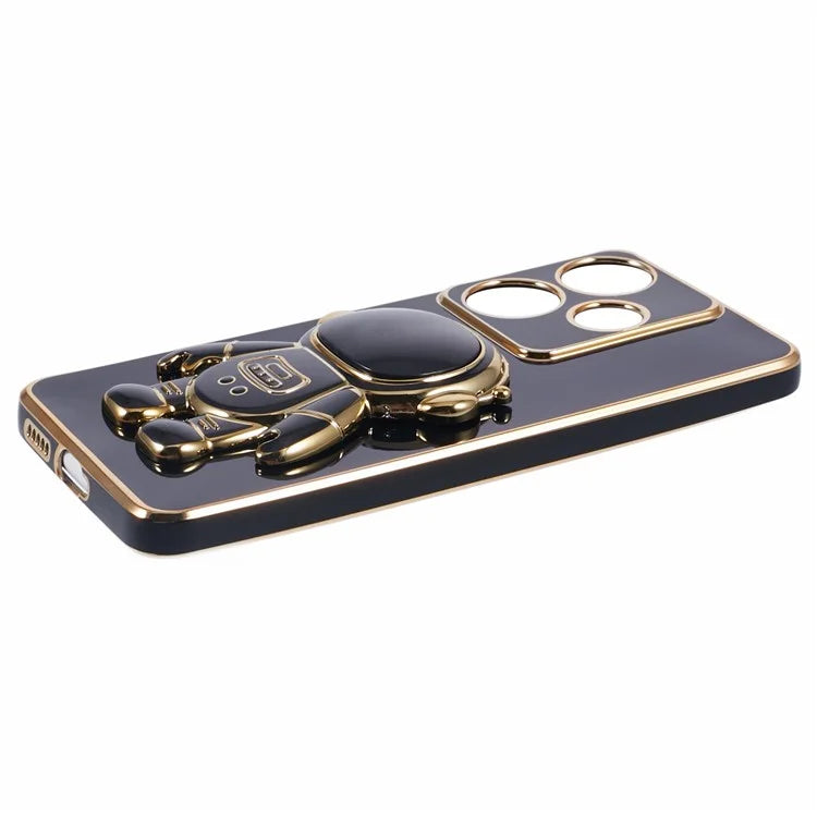 For Xiaomi Redmi Turbo 3 5G / Poco F6 5G Case TPU Phone Cover Electroplating Astronaut Hidden Kickstand