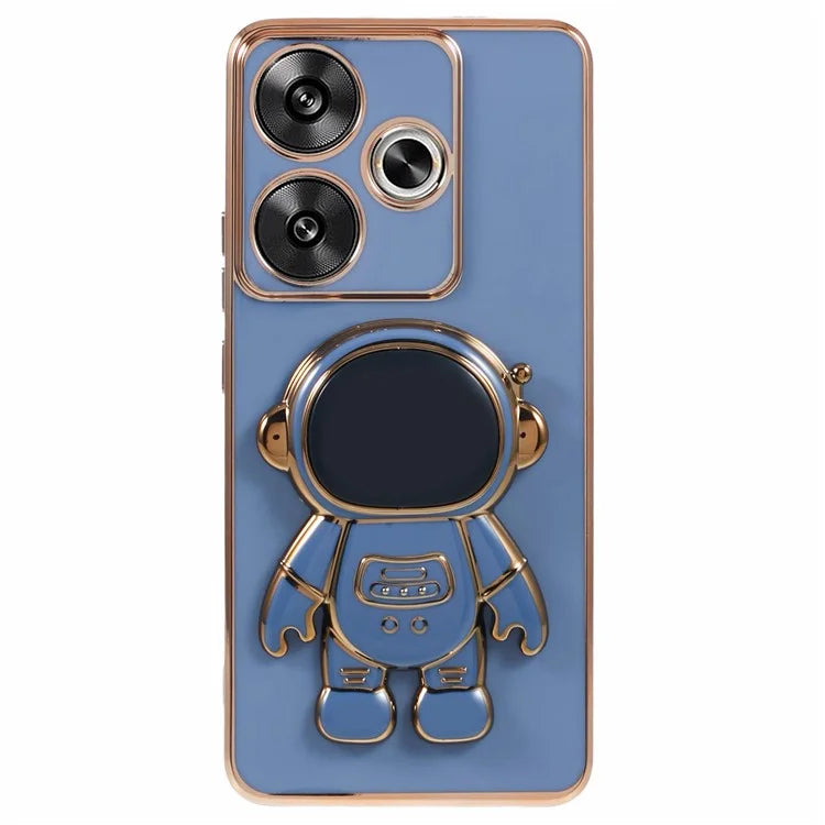 For Xiaomi Redmi Turbo 3 5G / Poco F6 5G Case TPU Phone Cover Electroplating Astronaut Hidden Kickstand