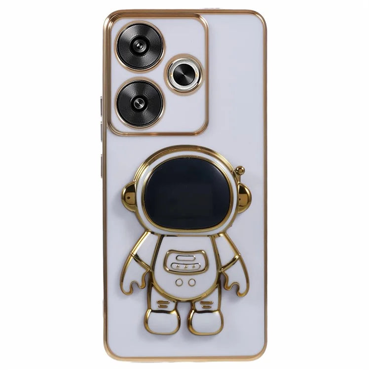 For Xiaomi Redmi Turbo 3 5G / Poco F6 5G Case TPU Phone Cover Electroplating Astronaut Hidden Kickstand