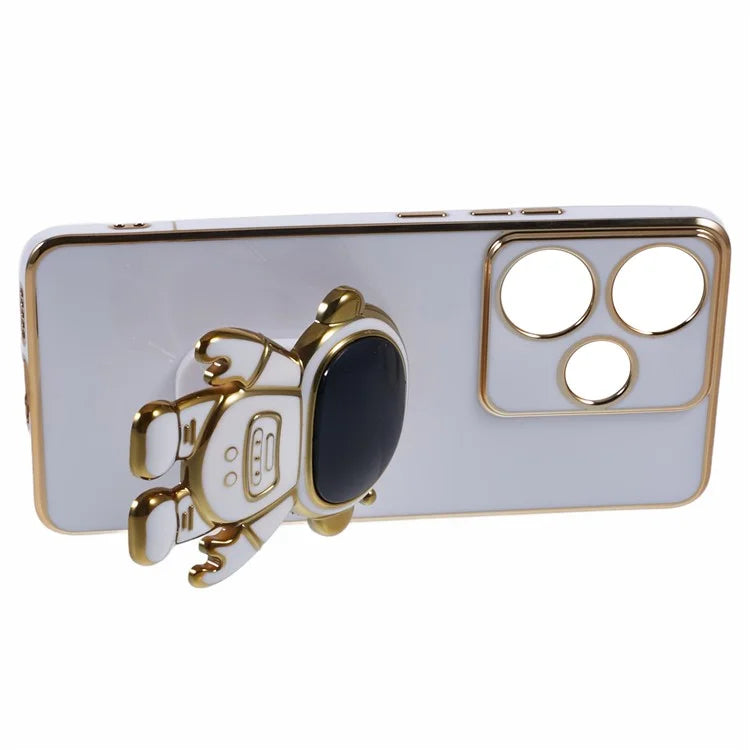 For Xiaomi Redmi Turbo 3 5G / Poco F6 5G Case TPU Phone Cover Electroplating Astronaut Hidden Kickstand