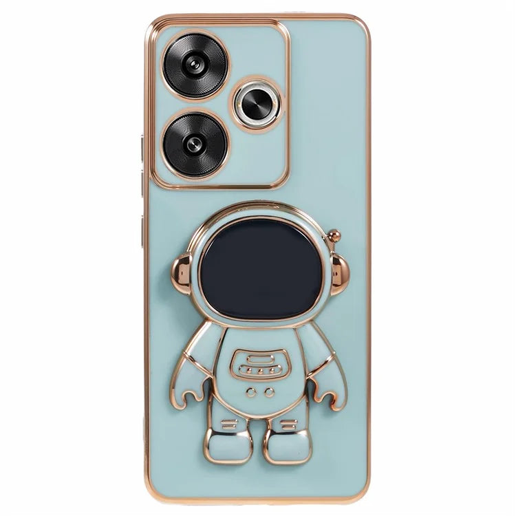 For Xiaomi Redmi Turbo 3 5G / Poco F6 5G Case TPU Phone Cover Electroplating Astronaut Hidden Kickstand