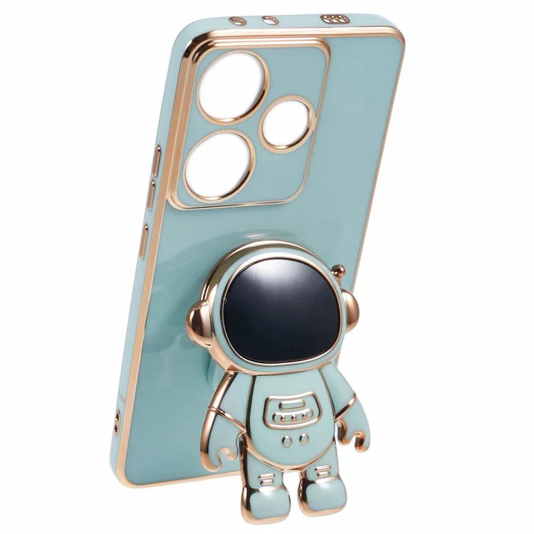 For Xiaomi Redmi Turbo 3 5G / Poco F6 5G Case TPU Phone Cover Electroplating Astronaut Hidden Kickstand