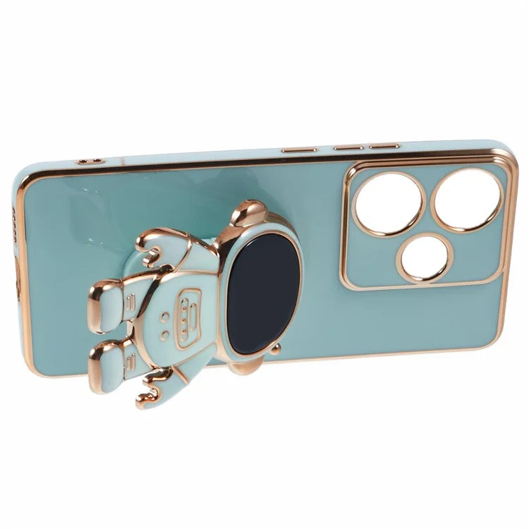 For Xiaomi Redmi Turbo 3 5G / Poco F6 5G Case TPU Phone Cover Electroplating Astronaut Hidden Kickstand