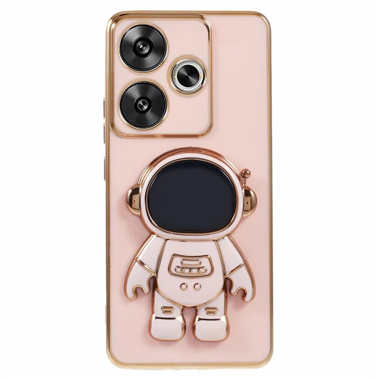 For Xiaomi Redmi Turbo 3 5G / Poco F6 5G Case TPU Phone Cover Electroplating Astronaut Hidden Kickstand