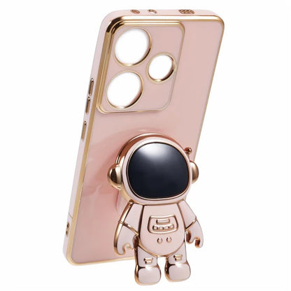 For Xiaomi Redmi Turbo 3 5G / Poco F6 5G Case TPU Phone Cover Electroplating Astronaut Hidden Kickstand