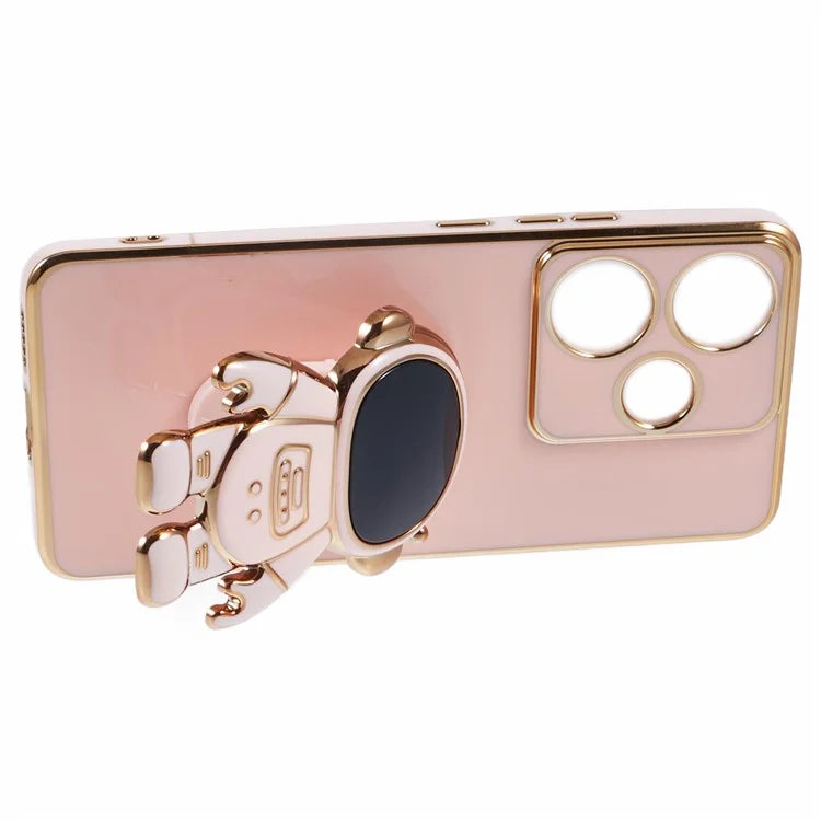 For Xiaomi Redmi Turbo 3 5G / Poco F6 5G Case TPU Phone Cover Electroplating Astronaut Hidden Kickstand