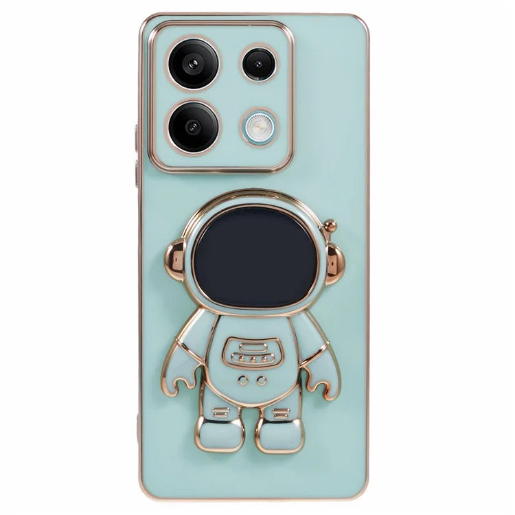 For Xiaomi Redmi Note 13 5G / Note 13R Pro 5G Case Electroplating TPU Phone Cover Astronaut Folding Bracket