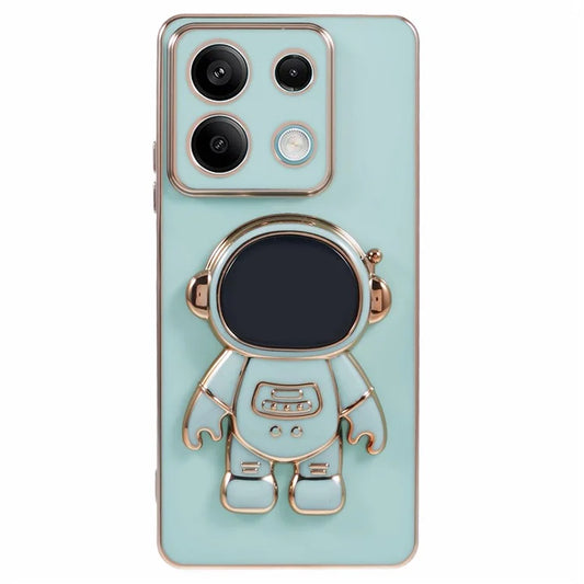 For Xiaomi Redmi Note 13 5G / Note 13R Pro 5G Case Electroplating TPU Phone Cover Astronaut Folding Bracket