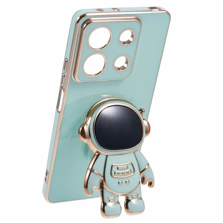 For Xiaomi Redmi Note 13 5G / Note 13R Pro 5G Case Electroplating TPU Phone Cover Astronaut Folding Bracket