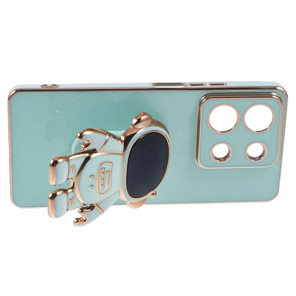 For Xiaomi Redmi Note 13 5G / Note 13R Pro 5G Case Electroplating TPU Phone Cover Astronaut Folding Bracket