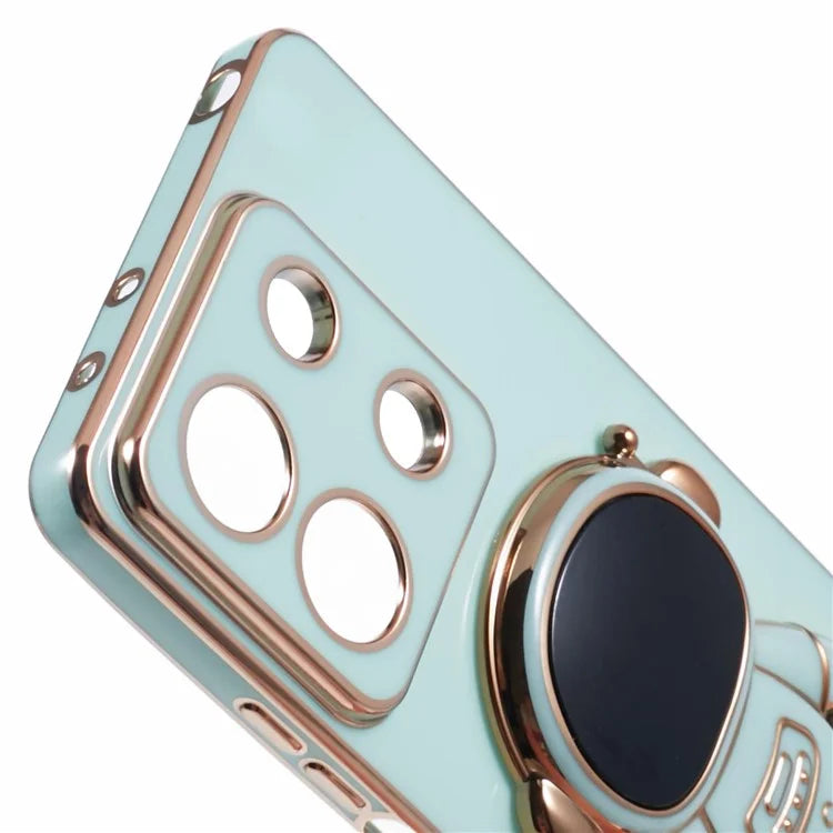 For Xiaomi Redmi Note 13 5G / Note 13R Pro 5G Case Electroplating TPU Phone Cover Astronaut Folding Bracket