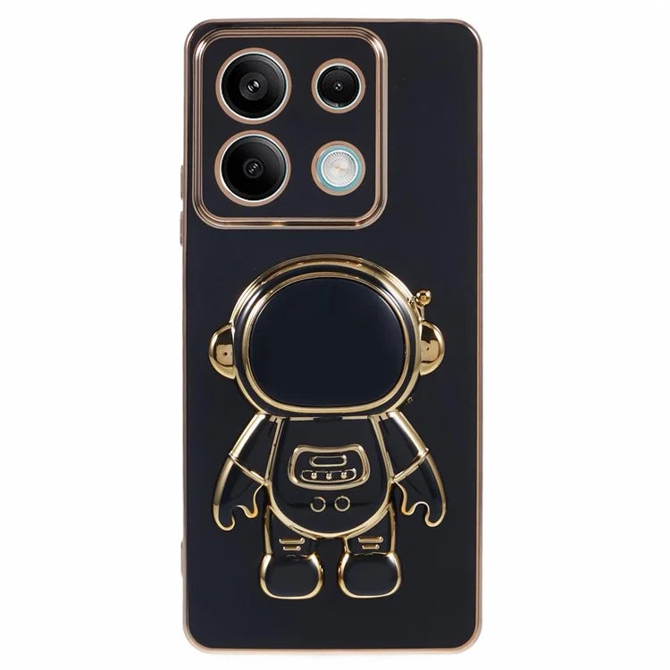 For Xiaomi Redmi Note 13 5G / Note 13R Pro 5G Case Electroplating TPU Phone Cover Astronaut Folding Bracket