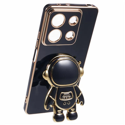 For Xiaomi Redmi Note 13 5G / Note 13R Pro 5G Case Electroplating TPU Phone Cover Astronaut Folding Bracket