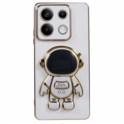 For Xiaomi Redmi Note 13 5G / Note 13R Pro 5G Case Electroplating TPU Phone Cover Astronaut Folding Bracket