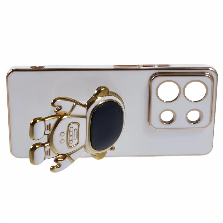 For Xiaomi Redmi Note 13 5G / Note 13R Pro 5G Case Electroplating TPU Phone Cover Astronaut Folding Bracket